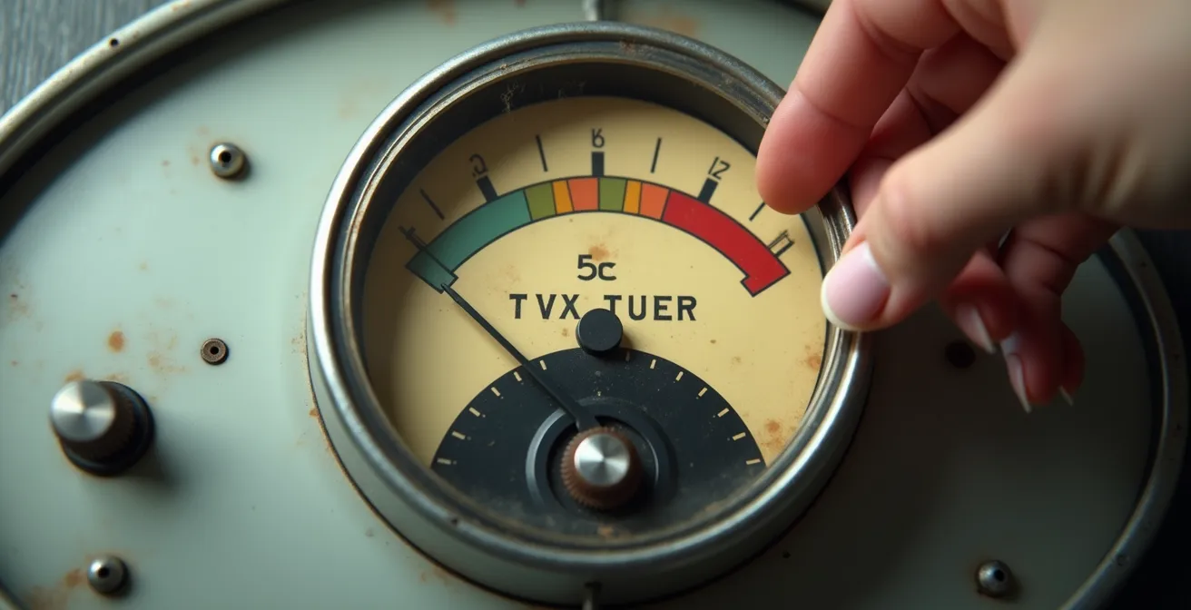 Visual metaphor of awareness levels showing a hand adjusting a dial through colored zones, representing a shift in mental state.