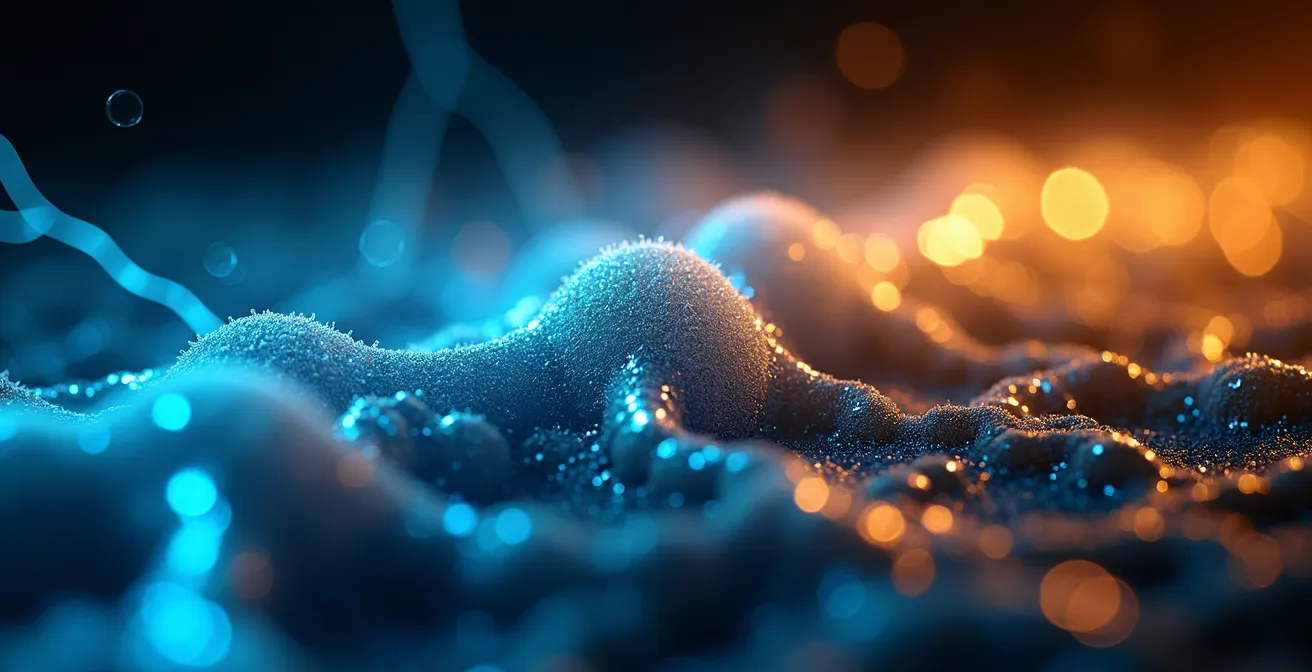 Abstract visualization of neural pathways showing instant gratification versus delayed reward circuits