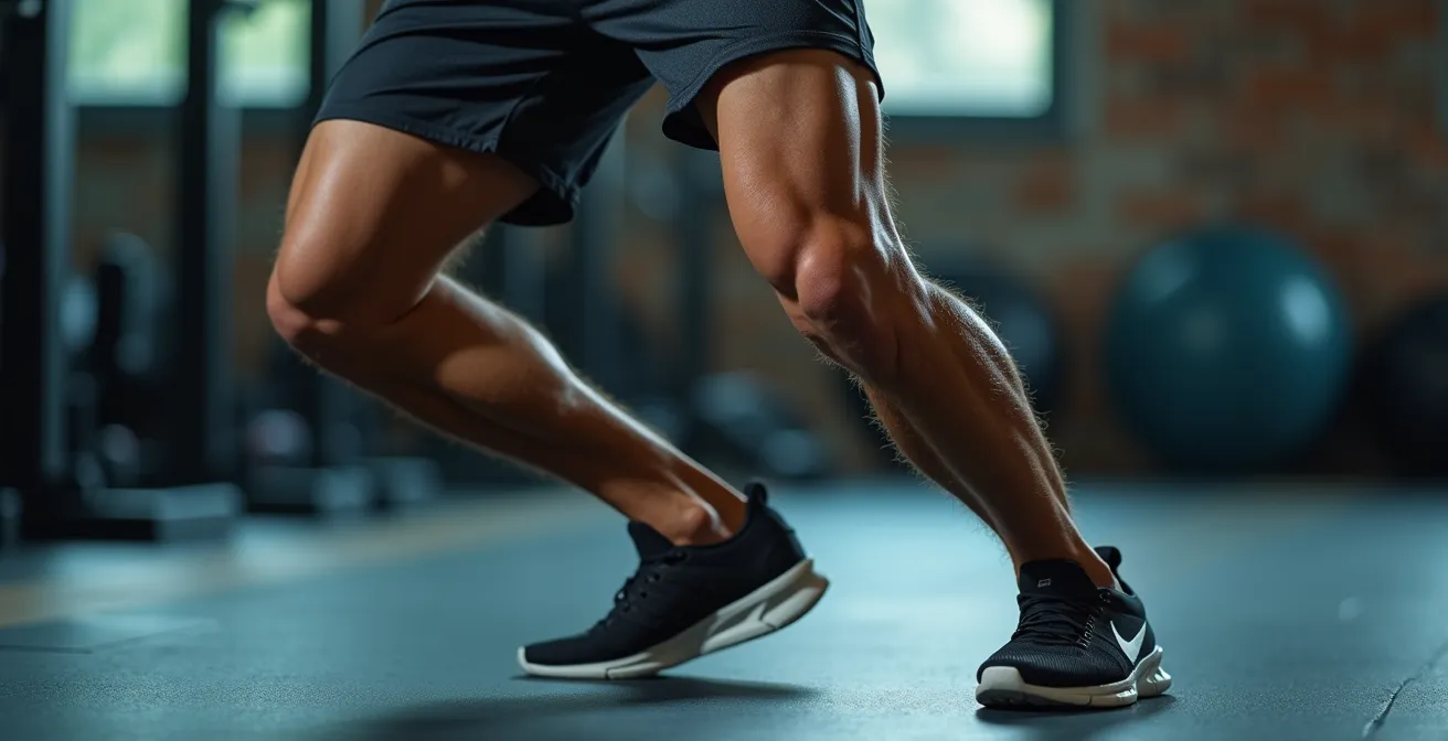 Close-up demonstration of proper knee alignment versus valgus collapse during athletic movement