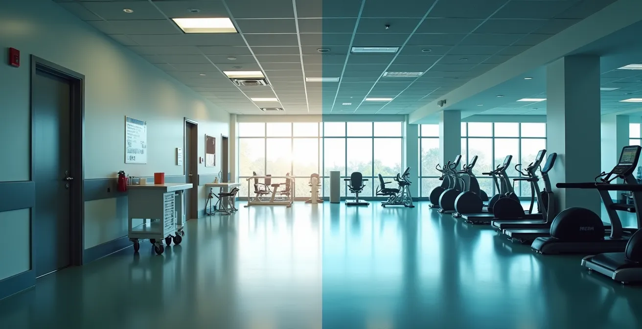 Visual comparison of gym membership costs versus medical treatment expenses over time