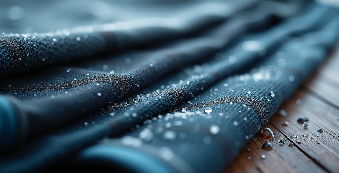 Cross-section view of proper winter athletic layering system